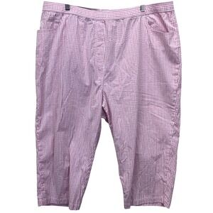 Vintage Quacker Factory Pink White Stripe Pedal Pusher Capris Pants Womens 3X